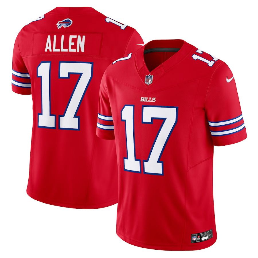 Men Buffalo Bills 17 Josh Allen Nike Red Vapor F.U.S.E. Limited NFL Jersey